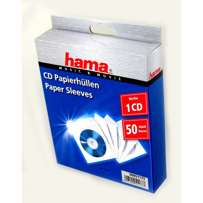 Hama Pochette papier pour CD/DVD blanche - paquet de 50