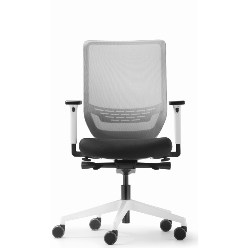 Dauphin Fauteuil de bureau ergonomique To-sync, assise en tissu Noir, dossier résille Blanc