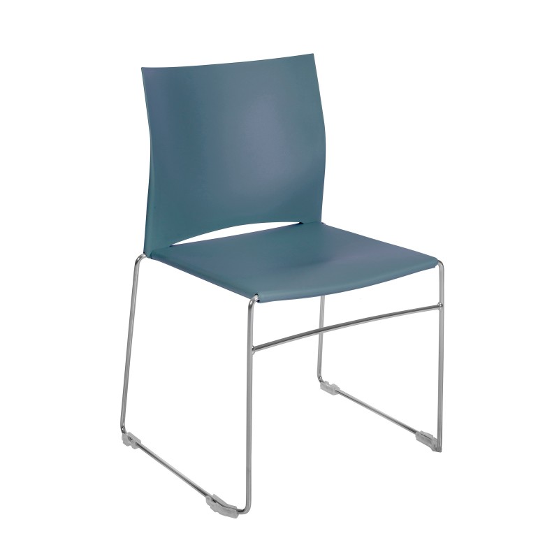 Chaise de réunion et visiteur Giulia, polypropylène, piètement fil chromé métal, Bleu