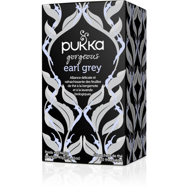 pukka Thé noir Gorgeous Earl Grey bergamote lavande - Biologique et équitable - Boîte de 20 sachets