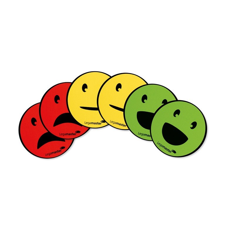 Legamaster Emoticônes magnétiques - 5 mm - Coloris rouge, jaune, vert - Lot de 6