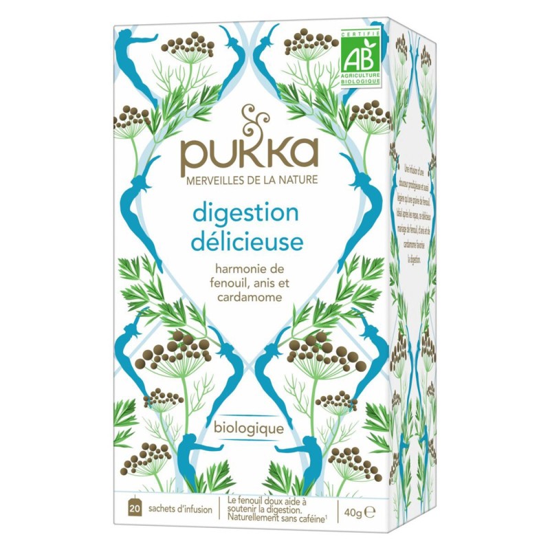pukka Thé Digestion délicieuse anis fenouil cardamome - Biologique et équitable - Boîte de 20 sachets