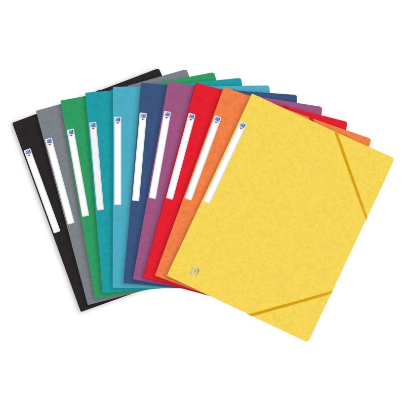 Oxford Chemise 3 rabats Top File + A4 élastique couverture carte - Couleurs assorties