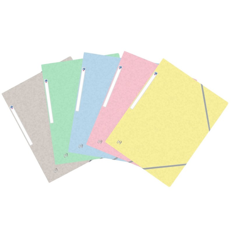 Oxford Chemise 3 rabats Top File + A4 élastique couverture carte couleurs assorties pastel