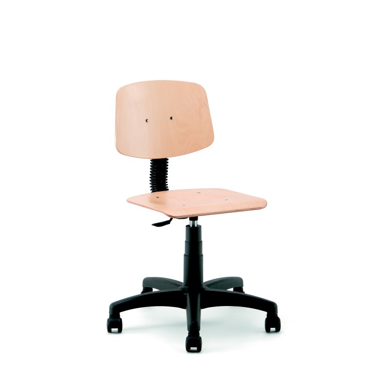 Siège bois standard Thao sur roulettes  - Hêtre, Noir