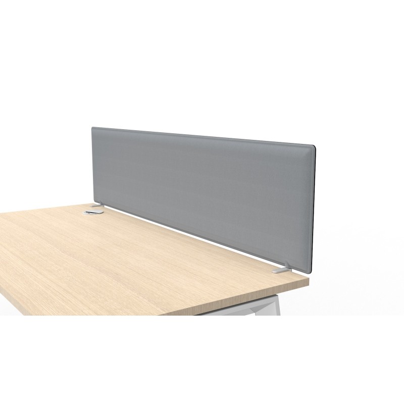 Panneau-écran acoustique Moody pour bureau L. 120 x l. 40 cm - Tissu Gris - Fixation Blanche
