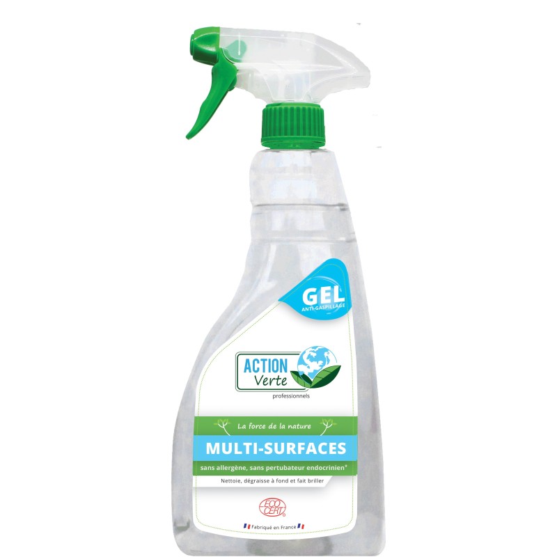 ACTION VERTE Gel dégraissant écologique multi-surfaces, vaporisateur de 750ml