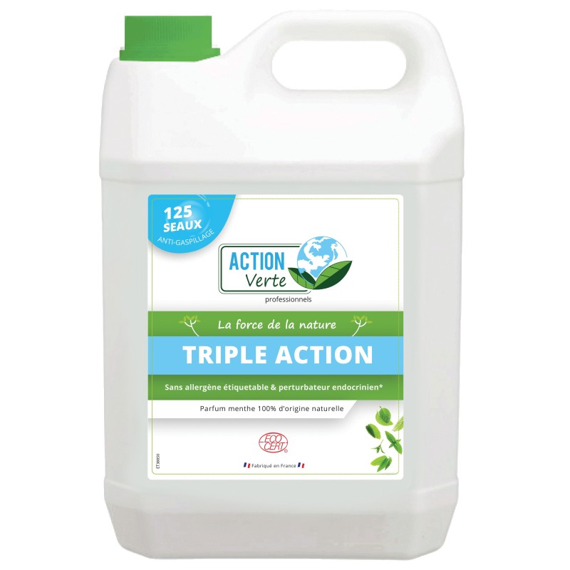 ACTION VERTE Nettoyant écologique Sols concentré, parfum Menthe, bidon de 5L