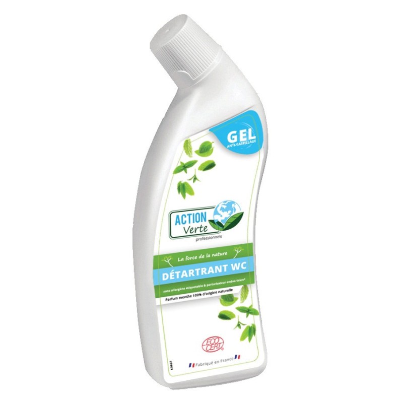 ACTION VERTE Gel WC détartrant écologique, parfum naturel Menthe, flacon de 750 ml