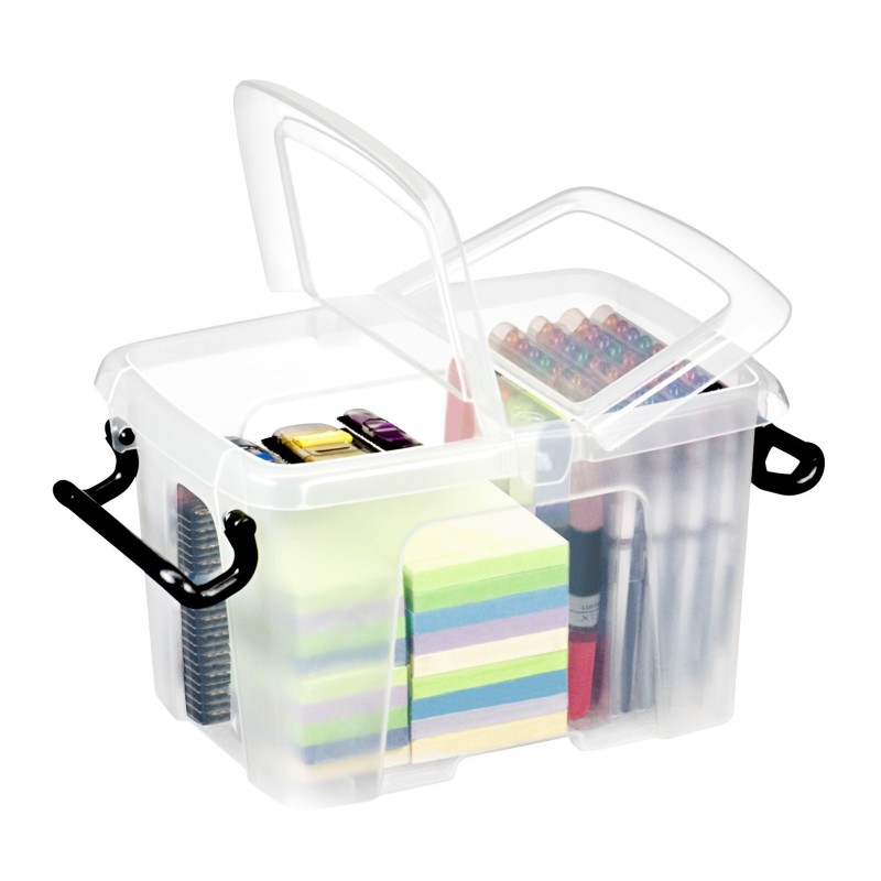 STRATA Boîte de rangement Smart Storemaster avec poignées clips et couvercle papillon 6 litres 224 x 305 x 182 mm, polypropylène, transparente