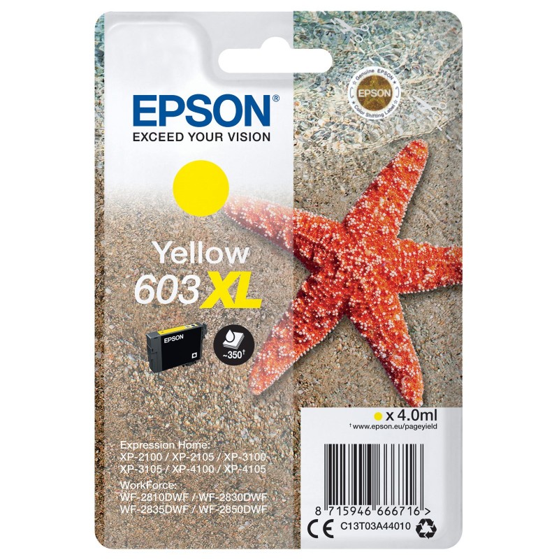 Epson 603 XL "Étoile de mer" Cartouche d'encre originale grande capacité C13T03A44010 - Jaune