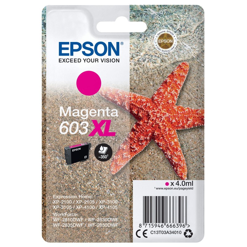 Epson 603 XL "Étoile de mer" Cartouche d'encre originale grande capacité C13T03A34010 - Magenta