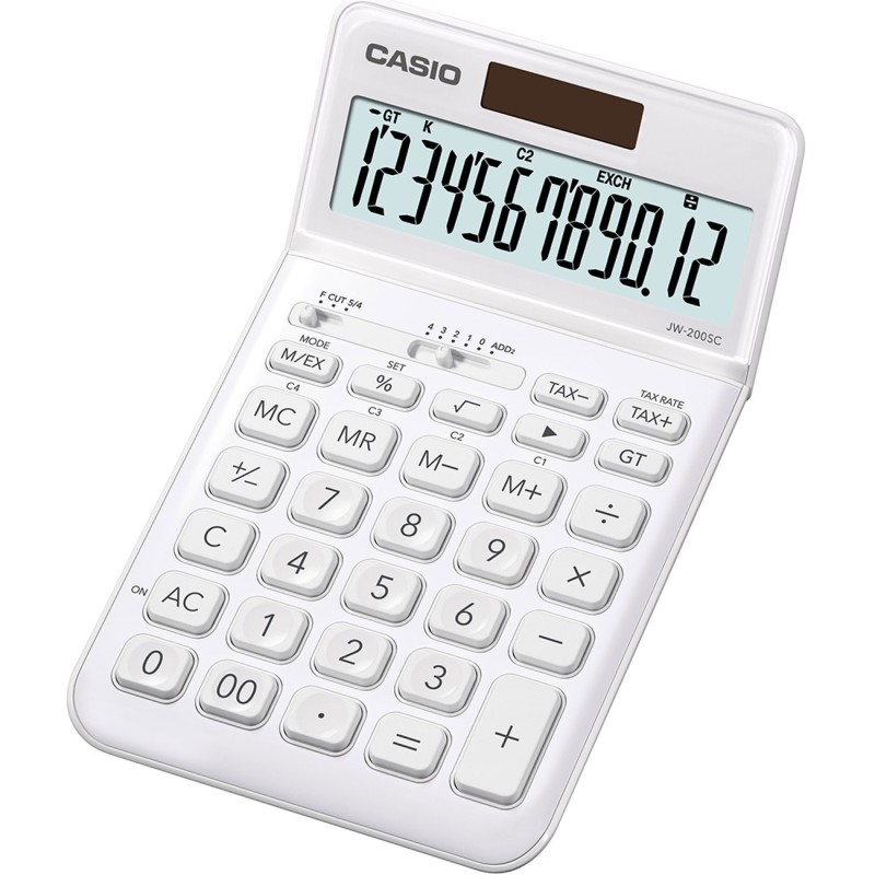 Casio Calculatrice de bureau JW-200SC - 12 chiffres - Blanc