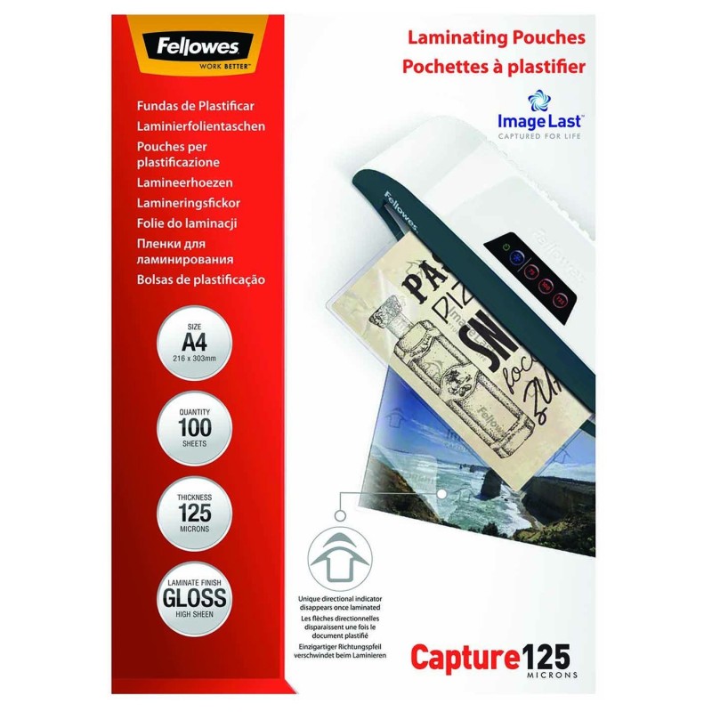 Fellowes Pochettes de plastification ImageLast A4 - Epaisseur : 125 microns par face - Boîte de 100