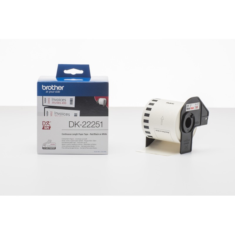 Brother Ruban continu DK-22251 pour imprimante d'étiquettes QL - 62 mm x 15,24 m - Impressions en rouge et noir