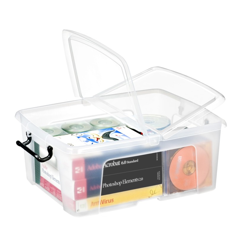STRATA Boîte de rangement Smart Storemaster avec poignées clips et couvercle papillon 24 litres 39,5 x 49,8 x 20,2 cm Polypropylène Transparent