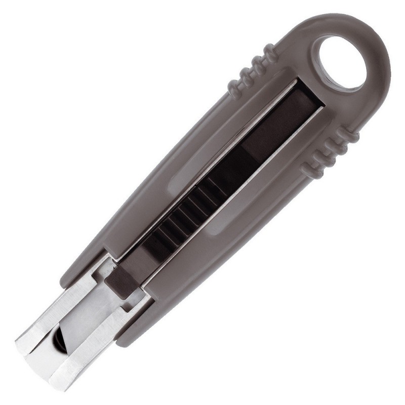 RAJA Cutter avec revêtement plastique - Lame auto-rétractable 18 mm - Gris