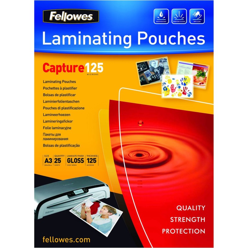 Fellowes Pochettes de plastification ImageLast A3 - Epaisseur : 125 microns par face - Boîte de 25