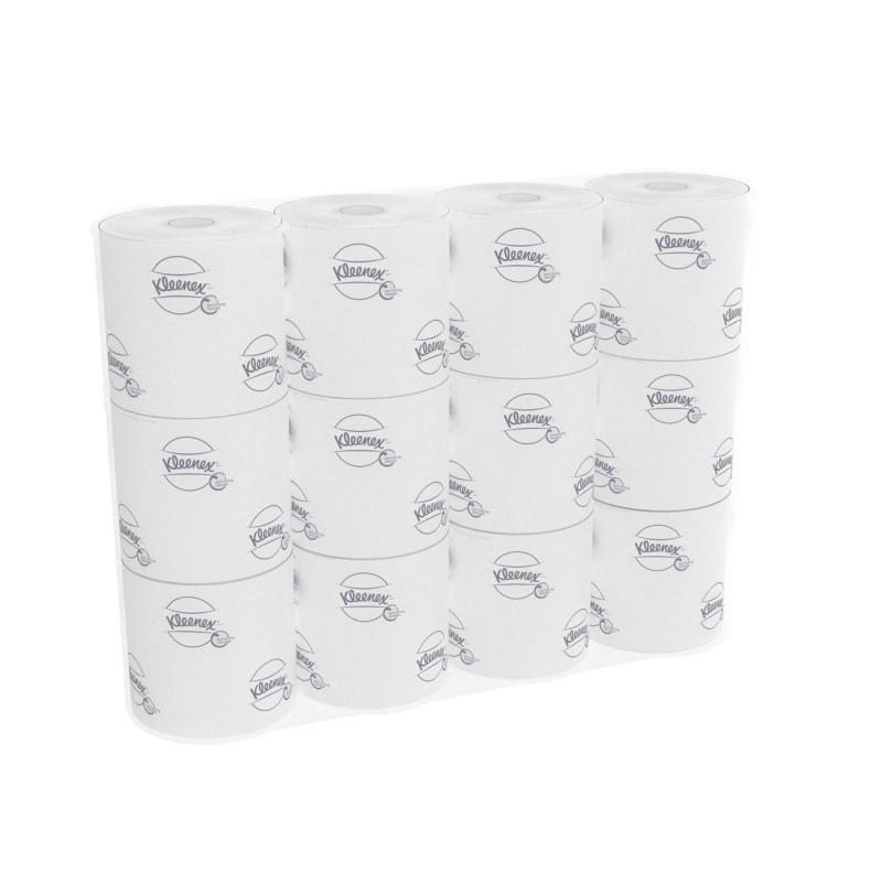 Kleenex® 250 Standard, rouleau de papier toilette, double épaisseur, 250 feuilles, 95 mm, Blanc - Lot 12 rouleaux