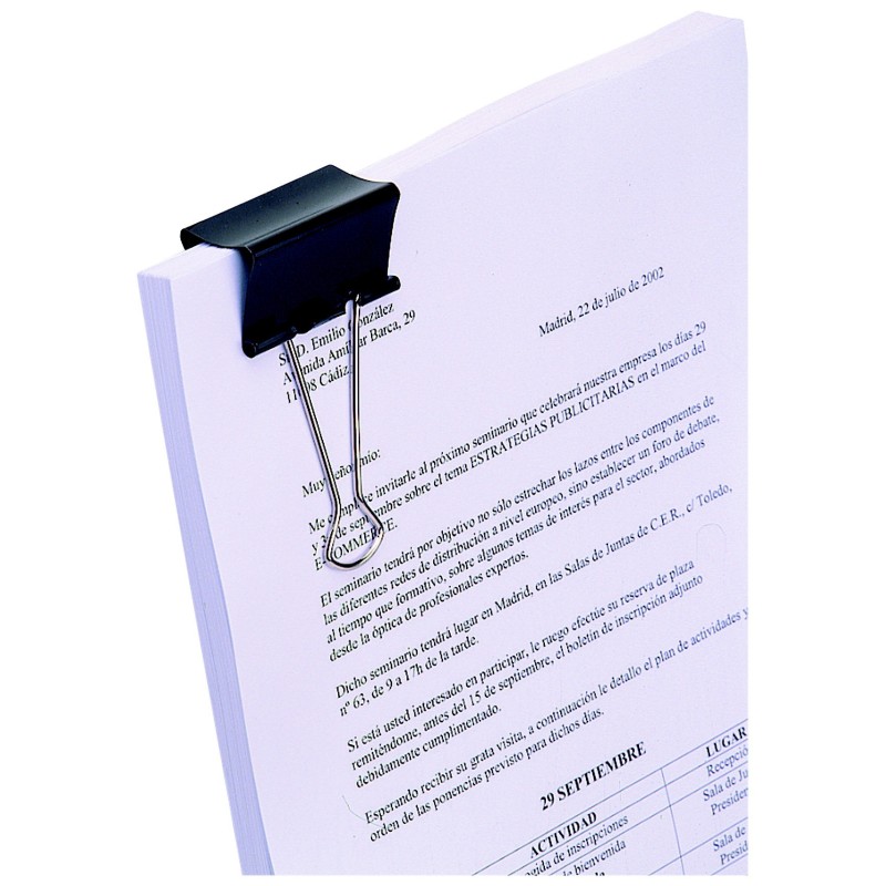 RAJA Pince double clip noire 41 mm capacité 100 feuilles - Boîte de 12
