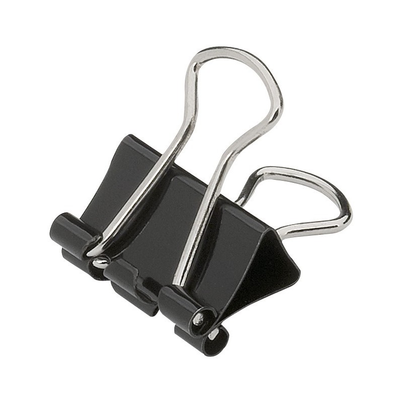 RAJA Pince double clip noire 15 mm capacité 20 feuilles - Boîte de 12