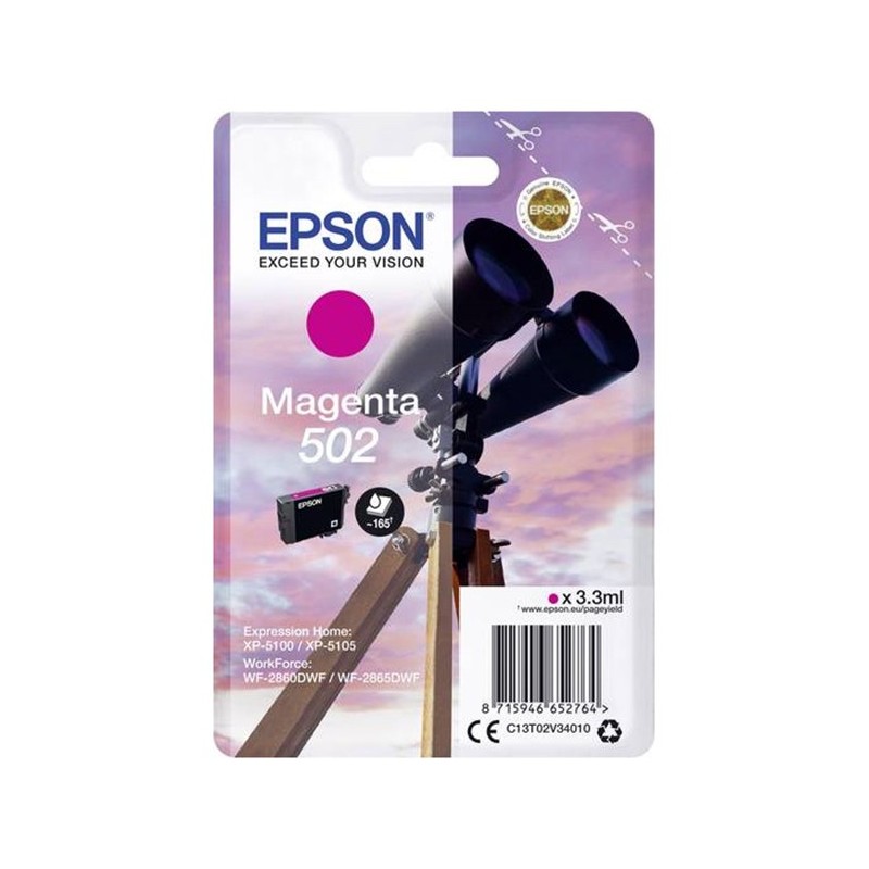 Epson 502 "Jumelles" Cartouche d'encre originale C13T02V34010 - Magenta
