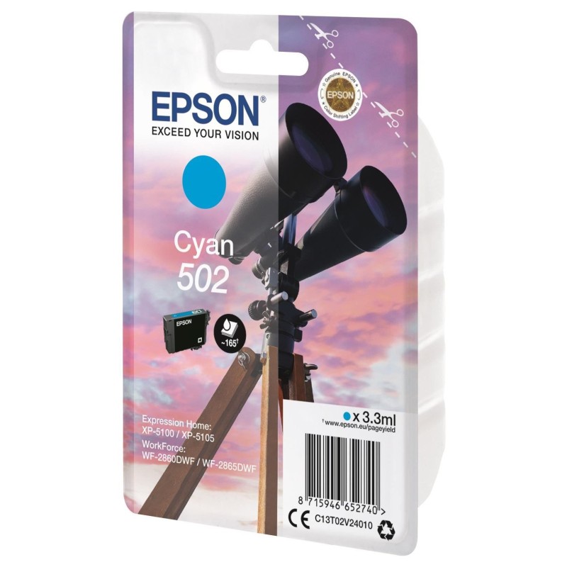 Epson 502 "Jumelles" Cartouche d'encre originale C13T02V24010 - Cyan