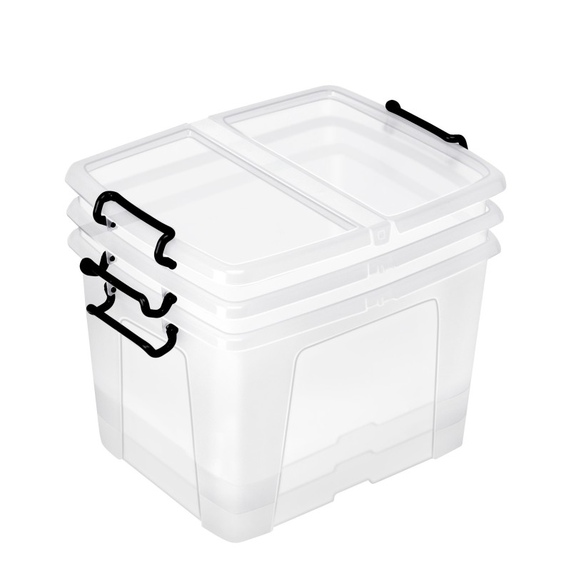 STRATA Boîte de rangement Strata HW674 Smart Storemaster avec poignées clips et couvercle papillon 40 litres 39,5 x 49,8 x 32,9 cm Polypropylène Transparent
