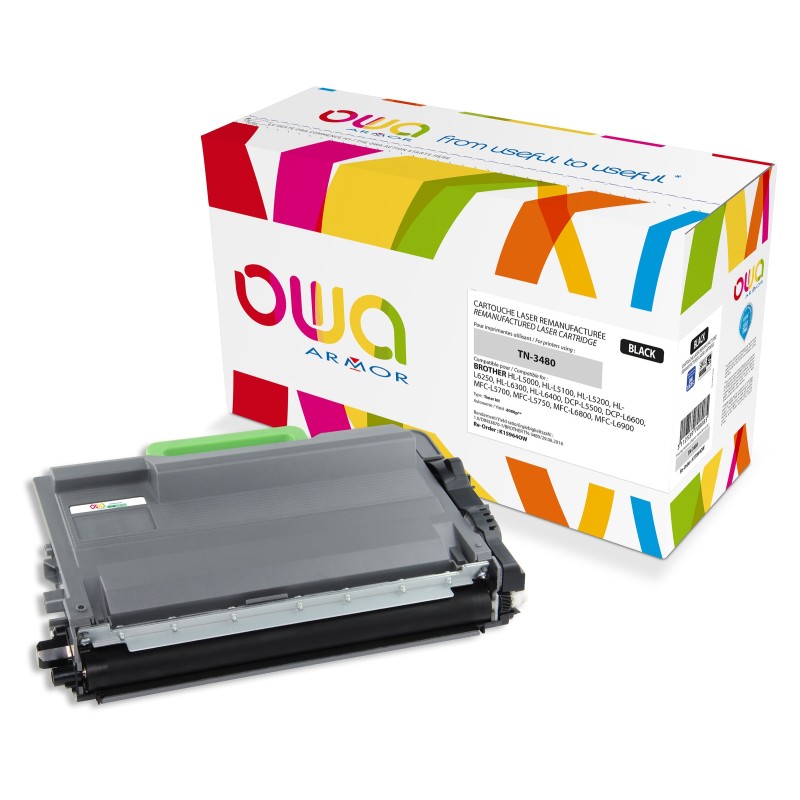 OWA Toner compatible BROTHER TN3480 - K15964OW - Noir