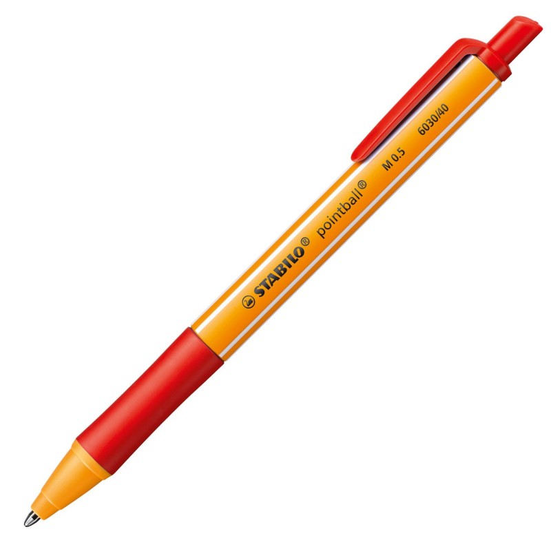STABILO Stylo bille rétractable pointball pointe moyenne - Encre rouge