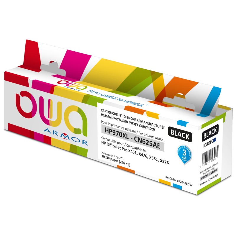 OWA Cartouche d'encre compatible HP 970XL CN625AE - K20465OW - Noir