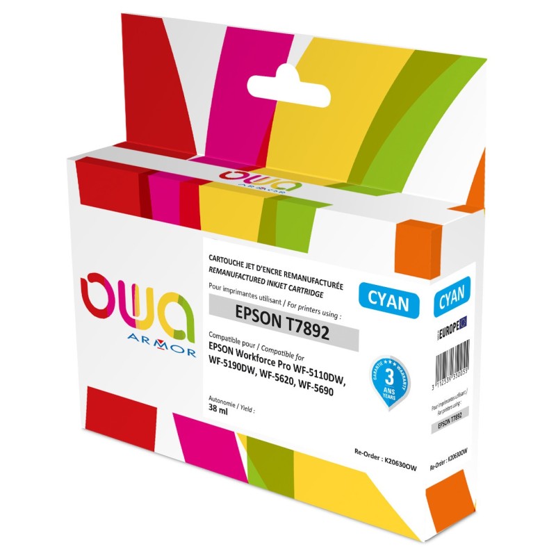OWA Cartouche d'encre compatible EPSON T7892XXL - K20630OW - Cyan