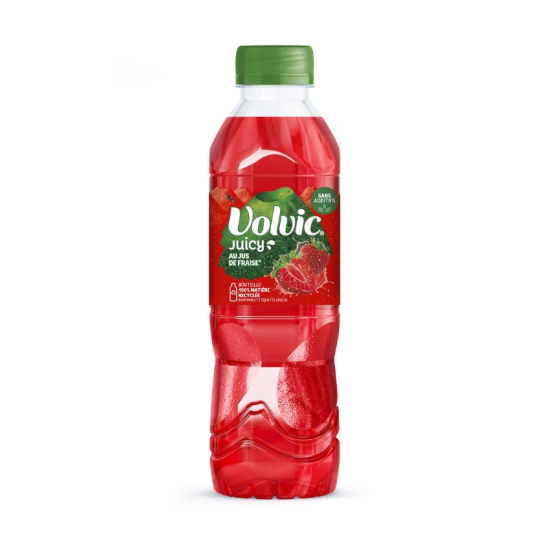 Volvic Juicy Eau plate aromatisée Fraise - Lot 12 bouteilles PET 50 cl