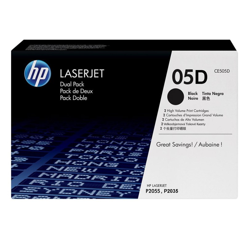 HP 05AD Toner authentique CE505D - Pack de 2 - Noir