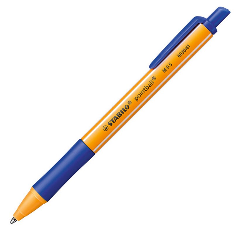 STABILO Stylo bille rétractable pointball pointe moyenne - Encre bleue