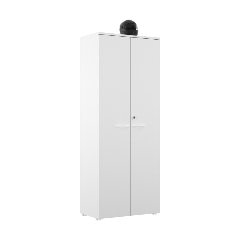 Armoire haute portes battantes L.80 x P.48 x H.203 cm - Corps Blanc - Top Blanc
