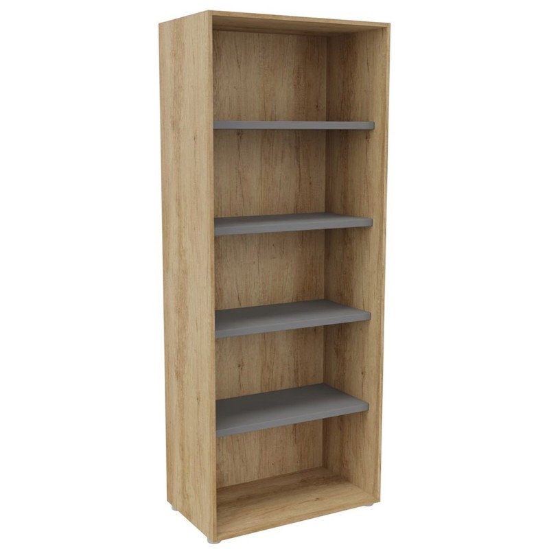 Bibliothèque haute sans porte L.80 x P.48 x H.201 cm - Chêne Nebraska