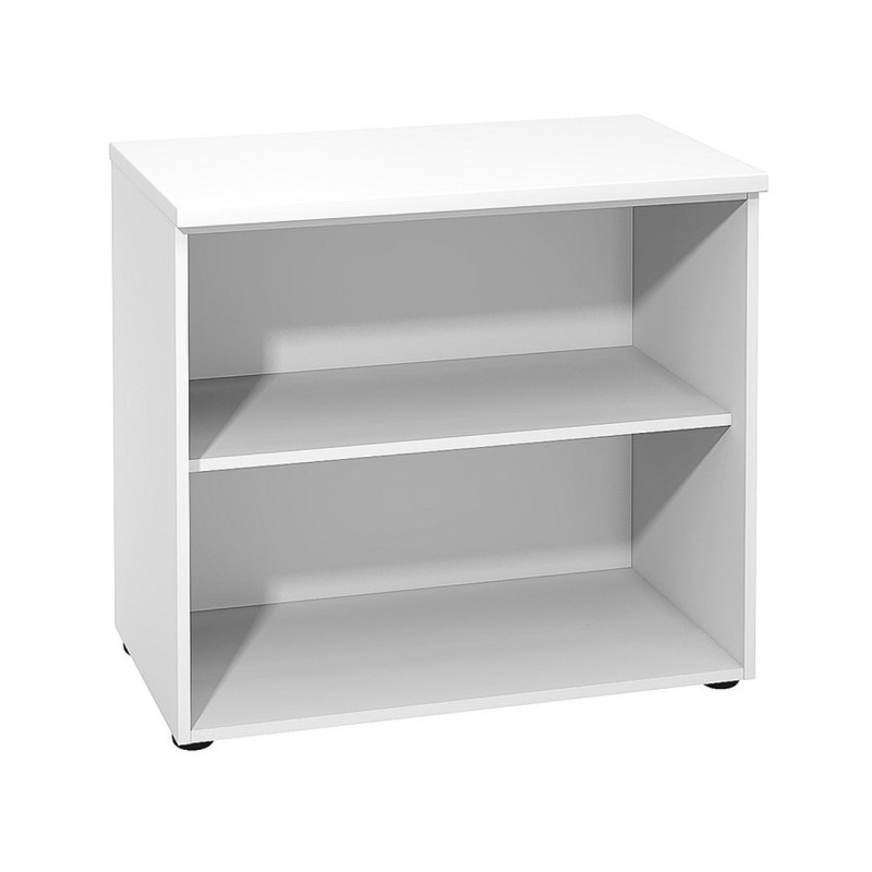 Bibliothèque basse sans porte L.80 x P.48 x H.72 cm - Corps Blanc - Top Blanc