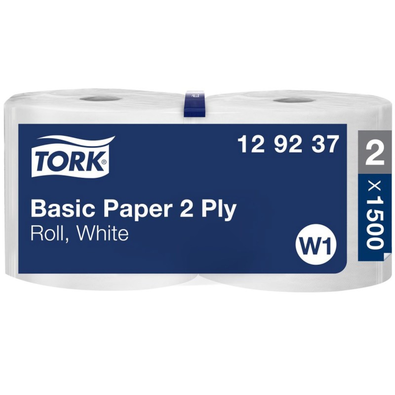 Tork Papier d'essuyage Basic Rouleau blanc W1 multi-usages - Bobine de 510 m