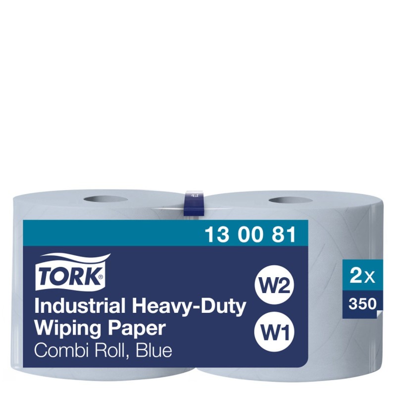 Tork Papier d'essuyage industriel ultra-résistant bleu W1/2 protège les mains - 130081 - Bobine de 350 feuilles