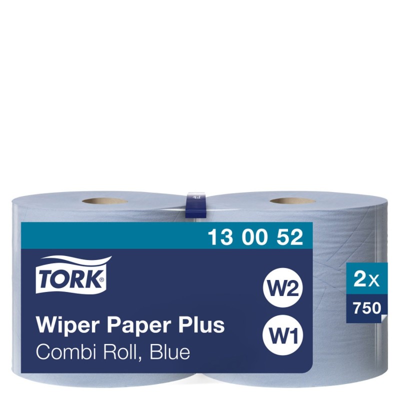 Tork Papier d'essuyage Plus bleu W1/2 absorbant - Bobine de 750 feuilles