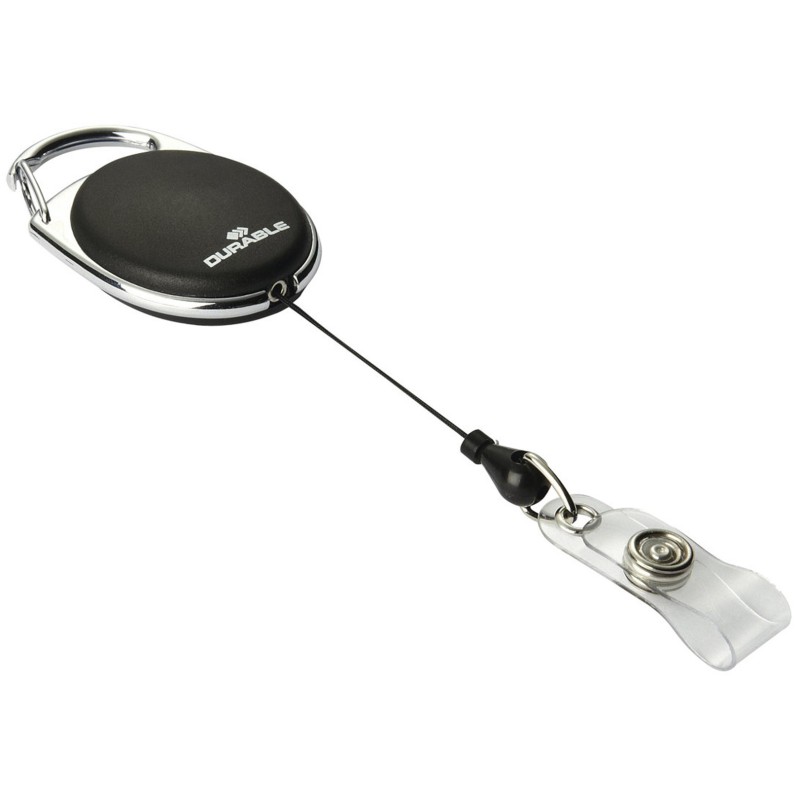 Durable Enrouleur pour badge avec clip en métal cordon de 80 cm - Noir