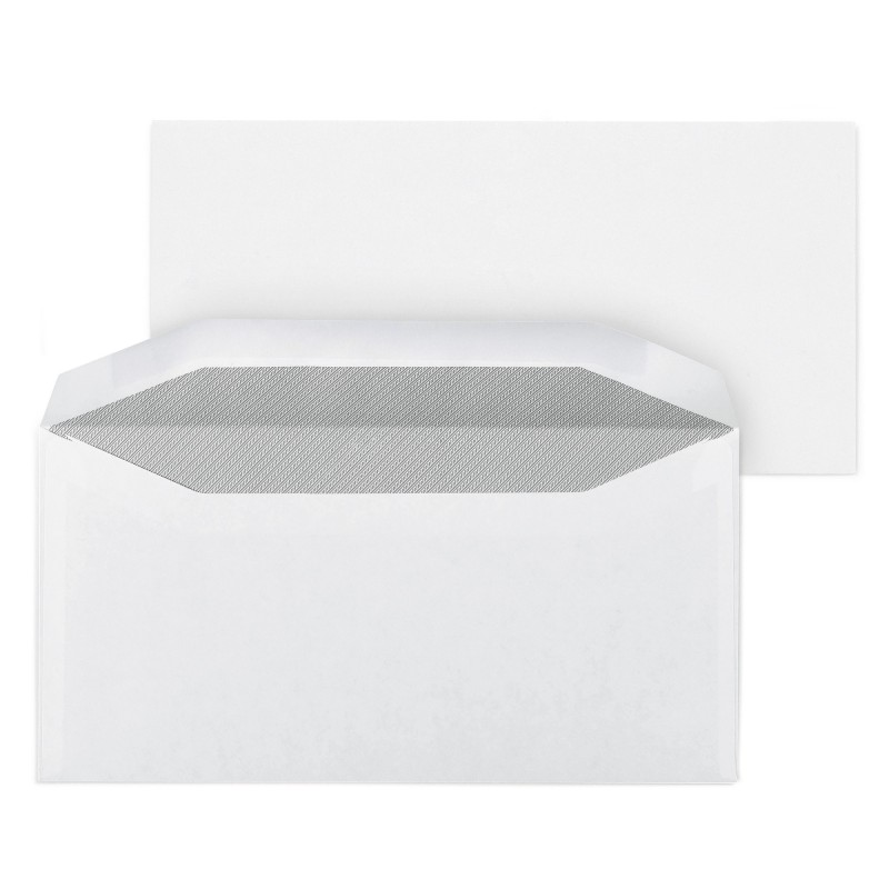 Pochette blanche 115 x 225 mm 80g fenêtre 45 x 100 mm - gommée - Lot de 1000