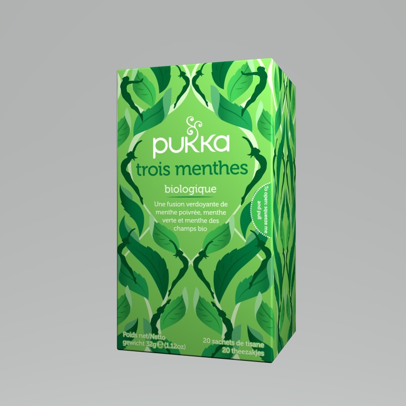 pukka Thé trois menthes - Biologique et équitable - Boîte de 20 sachets