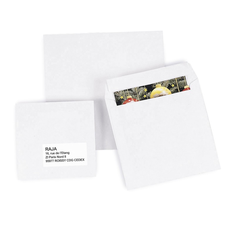 Enveloppe blanche 165 x 165 mm 120g sans fenêtre - autocollante bande protectrice - Lot de 250