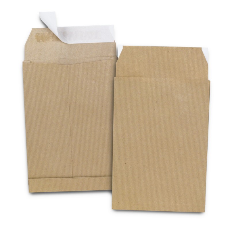 RAJA Pochette kraft brun 176 x 250 mm 120g sans fenêtre - soufflet 3 cm - autocollante bande protectrice - Lot de 50