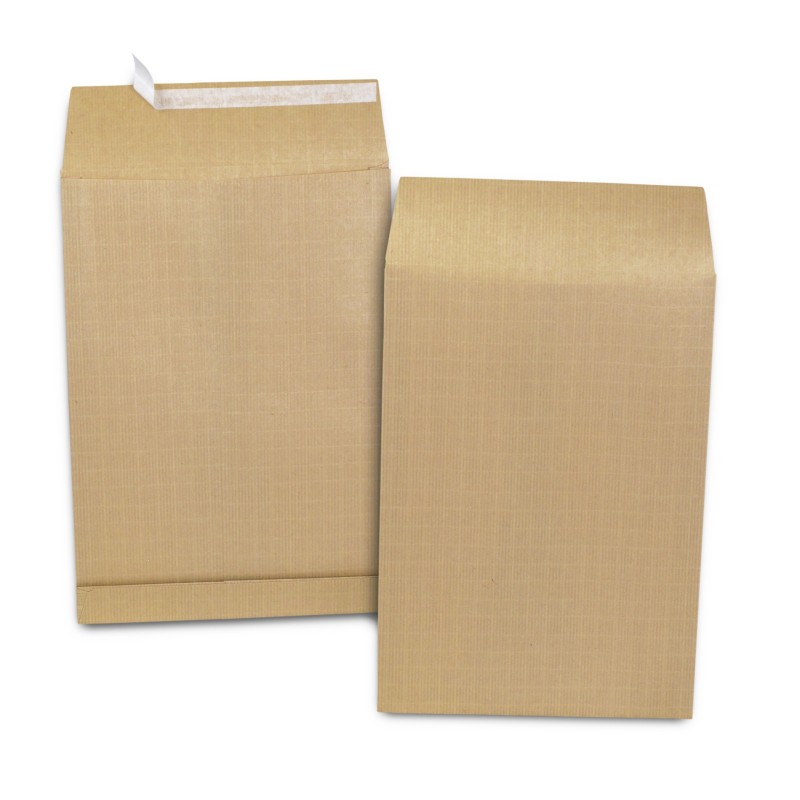 RAJA Pochette kraft brun C4 229 x 324 mm 120g sans fenêtre - soufflet 5 cm - autocollante bande protectrice - Lot de 50