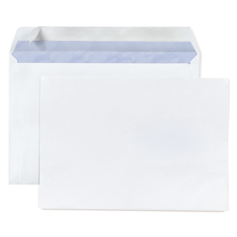 RAJA Enveloppe blanche C5 162 x 229 mm 80g sans fenêtre - autocollante bande protectrice - Lot de 500