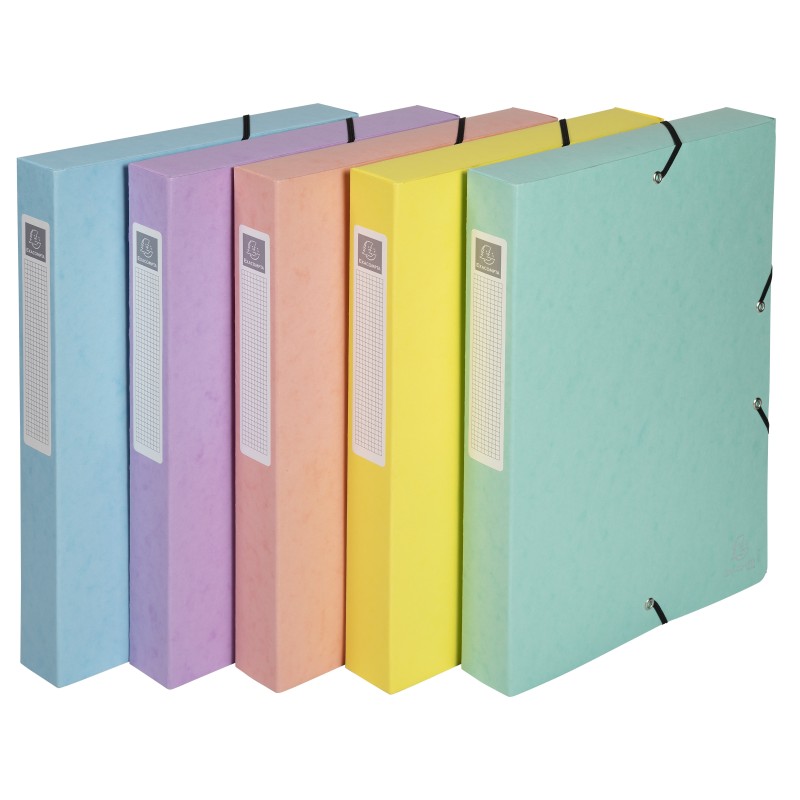 Exacompta Boîte de classement A4 Aquarel en carte lustrée Dos 4 cm - Assortis pastel