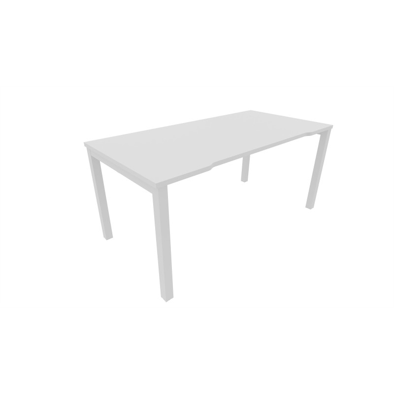 Bureau droit échancré Burocolor - L.160 x P.80 cm - Plateau Blanc - Pieds Blanc